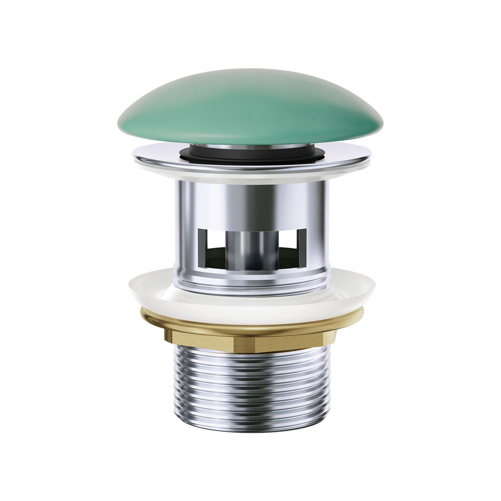 Pop-Up 32mm Overflow Basin Waste, Matte Green Ceramic Cap