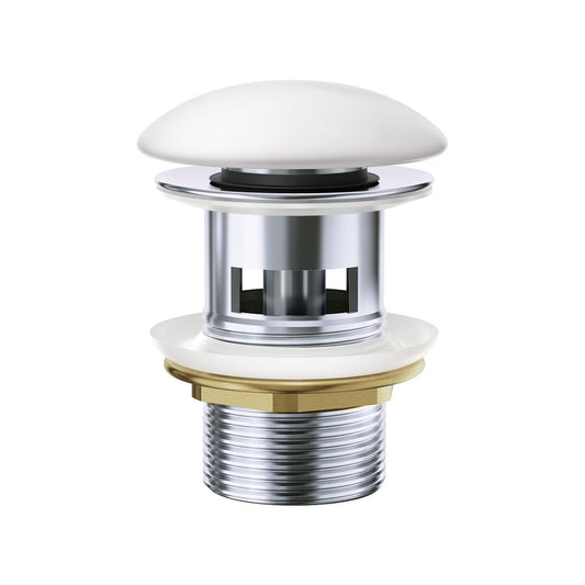 Pop-Up 32mm Overflow Basin Waste, Matte White Ceramic Cap