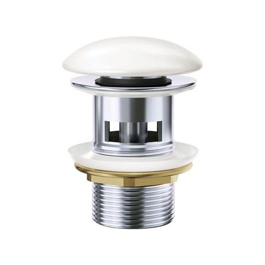 Pop-Up 32mm Overflow Basin Waste, Gloss White Ceramic Cap